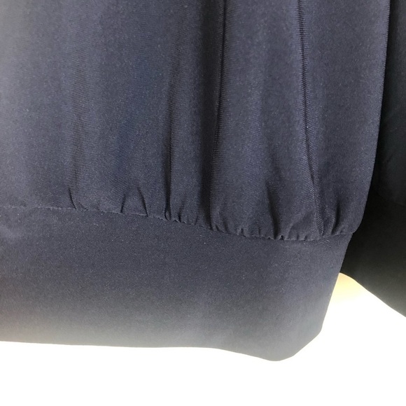 WHBM navy blue blouson sleeveless halter blouse silver metal detail neck size S - Picture 3 of 10